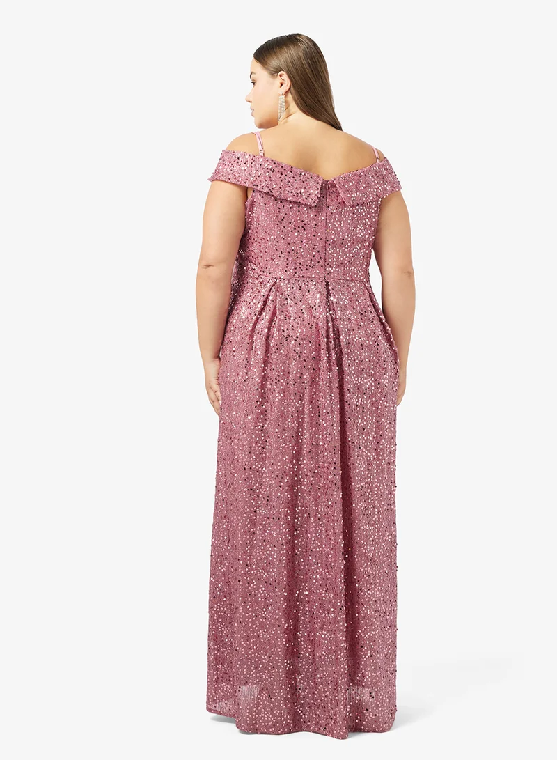 ايلا بلس فستان مقاس كبير بكتف مكشوف لامع